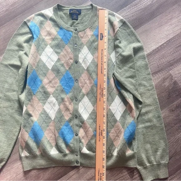 Brooks Brothers Vintage Italian Merino Wool Argyle Cardigan Women Size XL EUC - Picture 4 of 10